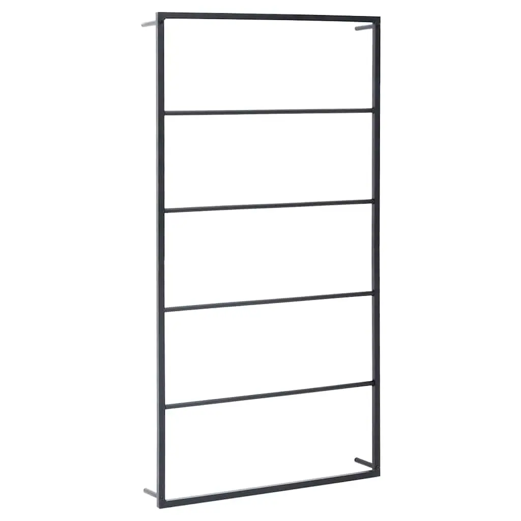 Towel Rack Bathroom Organizer Wall Mounted Black Steel 60 x 10 x 116 cm