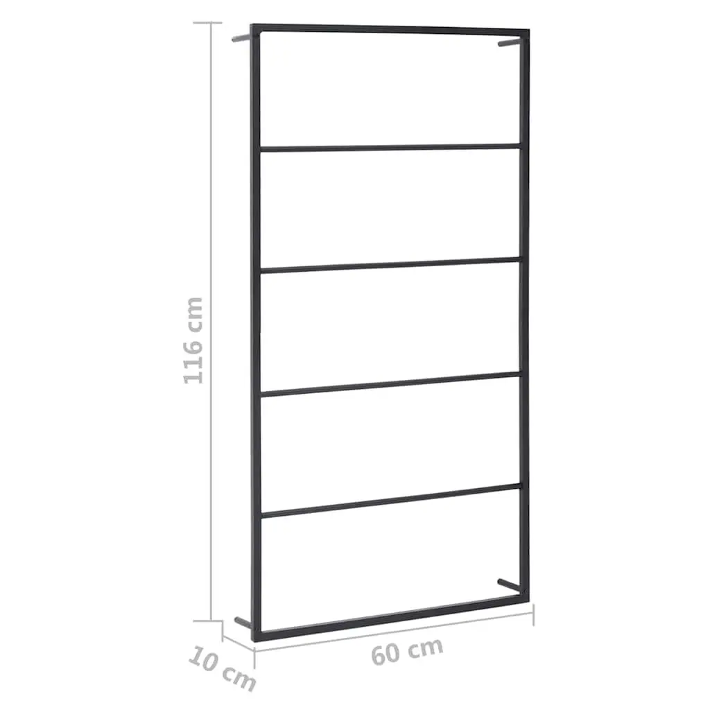 Towel Rack Bathroom Organizer Wall Mounted Black Steel 60 x 10 x 116 cm