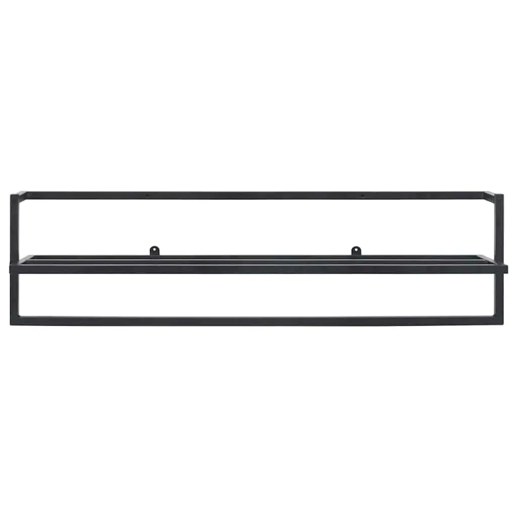 Towel Rack Wall Mount Bathroom Shelf Storage Holder Organizer Black Iron