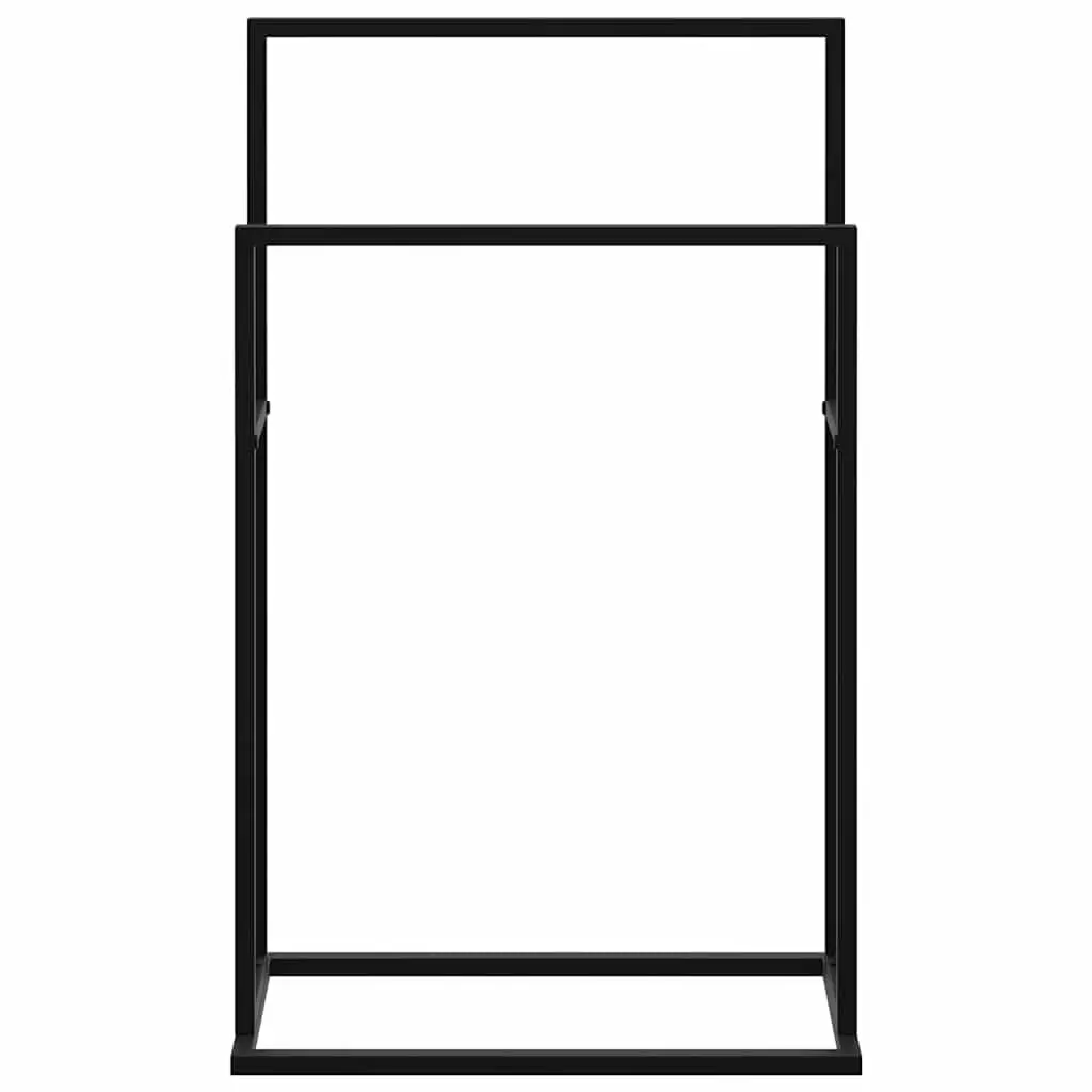 Towel Rack Freestanding Bathroom Storage Holder 2 Tier Black Iron