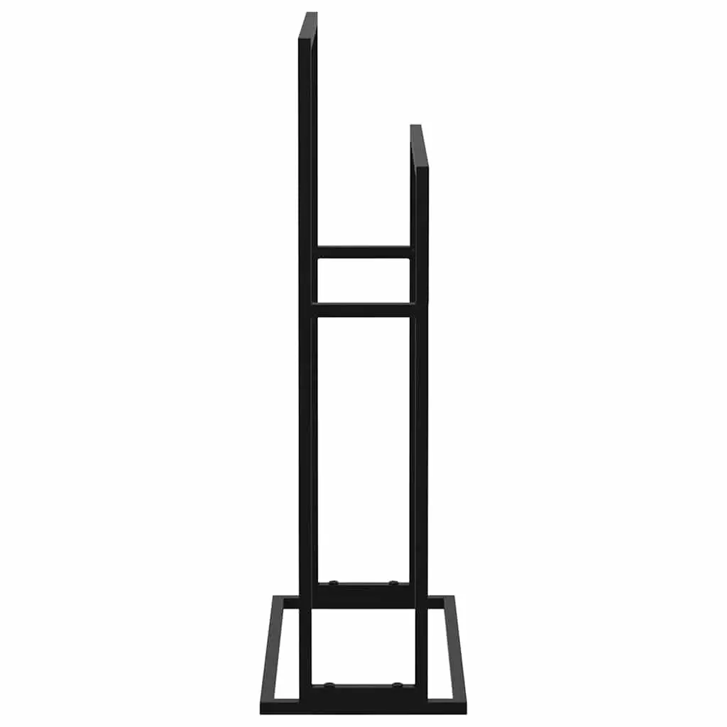 Towel Rack Freestanding Bathroom Storage Holder 2 Tier Black Iron