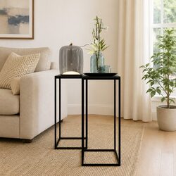 Reliable Black Steel Side Tables Set of 2 for Practical Use