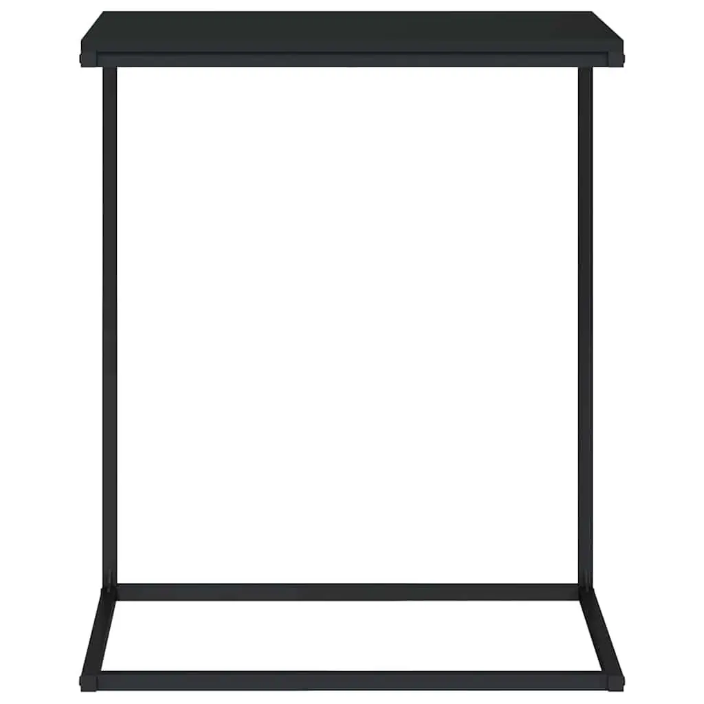 C-Shaped Side Table Black Accent Furniture Engineered Wood Living Room Couch