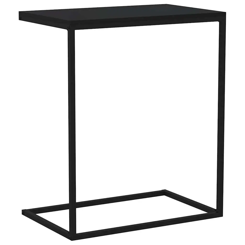 C-Shaped Side Table Black Accent Furniture Engineered Wood Living Room Couch