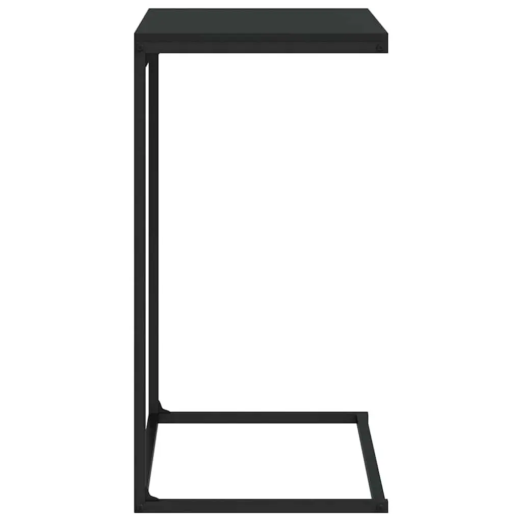 C-Shaped Side Table Black Accent Furniture Engineered Wood Living Room Couch
