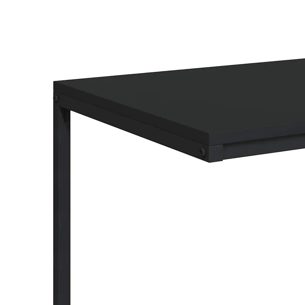 C-Shaped Side Table Black Accent Furniture Engineered Wood Living Room Couch