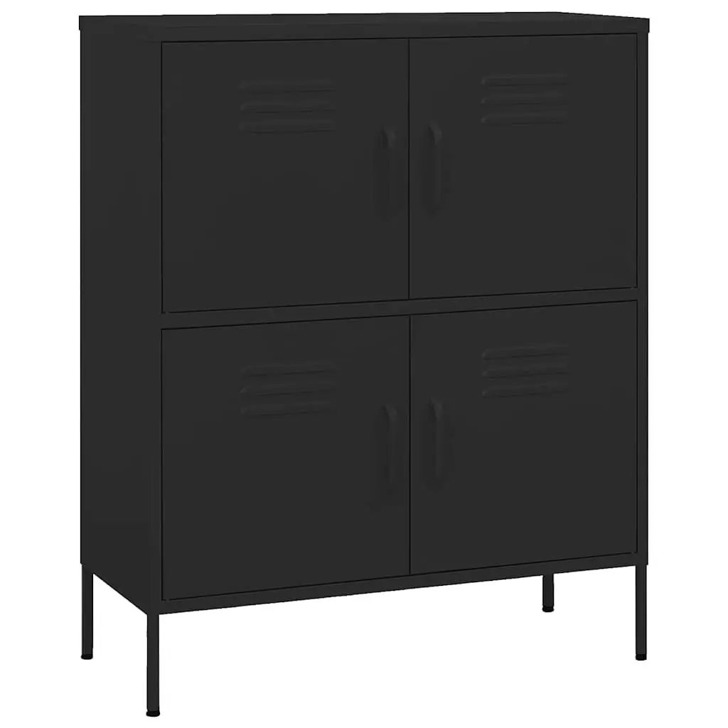 Storage Cabinet Black Steel 80x35x101.5cm Adjustable Shelves Organizer Unit