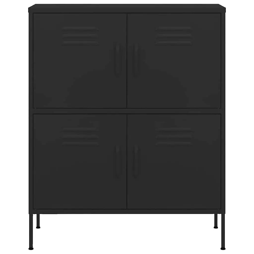 Storage Cabinet Black Steel 80x35x101.5cm Adjustable Shelves Organizer Unit