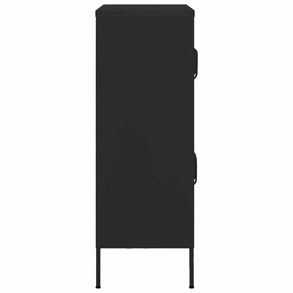 Storage Cabinet Black Steel 80x35x101.5cm Adjustable Shelves Organizer Unit