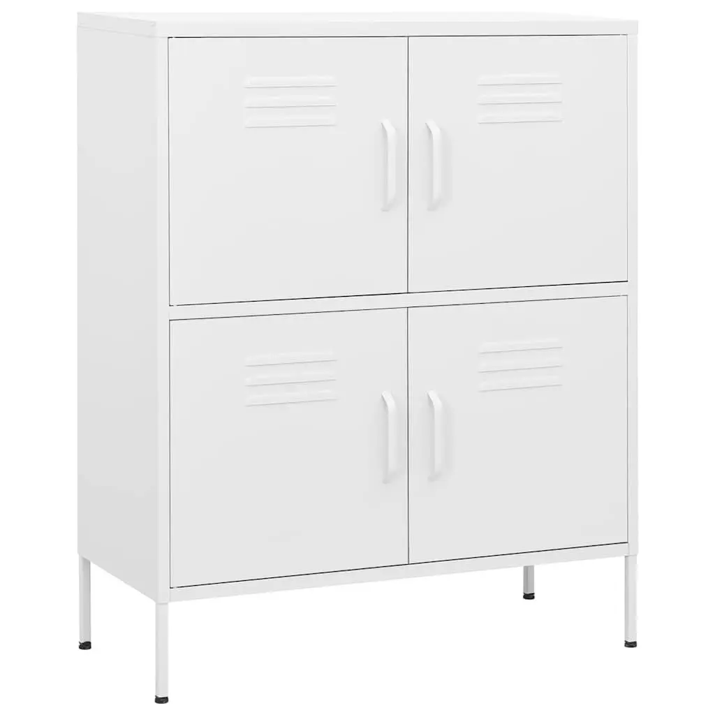 Steel Storage Cabinet White 80 x 35 x 101.5 cm 2 Adjustable Shelves Home Organization