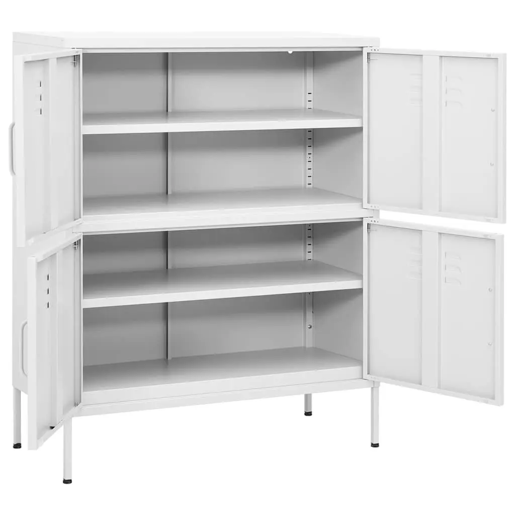 Steel Storage Cabinet White 80 x 35 x 101.5 cm 2 Adjustable Shelves Home Organization