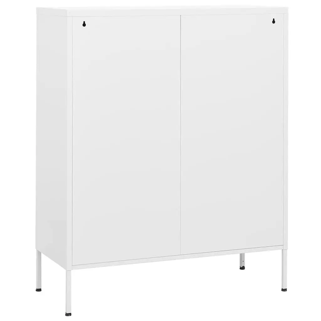 Steel Storage Cabinet White 80 x 35 x 101.5 cm 2 Adjustable Shelves Home Organization
