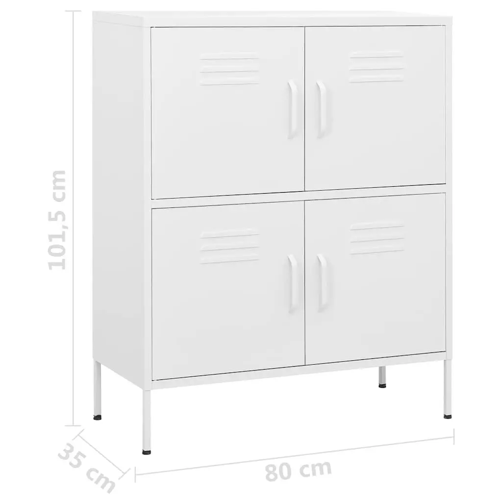 Steel Storage Cabinet White 80 x 35 x 101.5 cm 2 Adjustable Shelves Home Organization