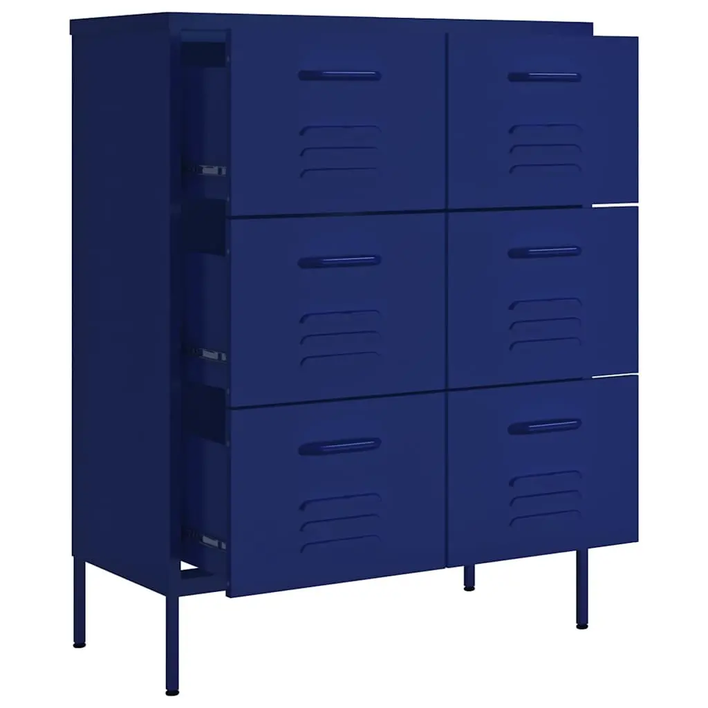 Storage Cabinet 6 Drawer Chest Organiser 80L x 35W x 101.5H cm Navy Blue