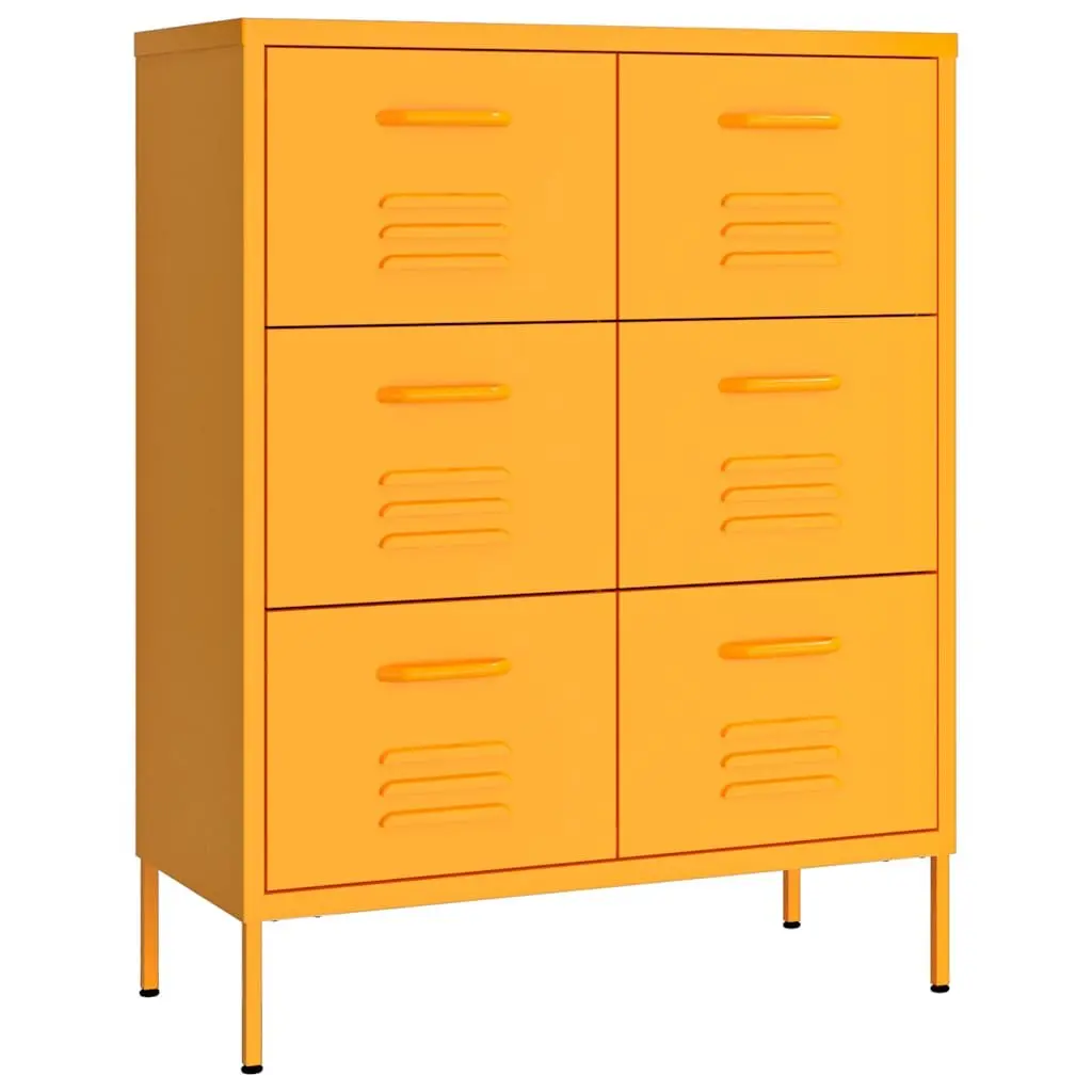 Drawer Cabinet Storage Chest 6 Drawers Yellow Steel Organiser