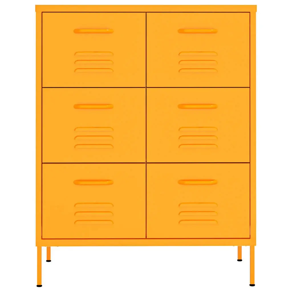 Drawer Cabinet Storage Chest 6 Drawers Yellow Steel Organiser