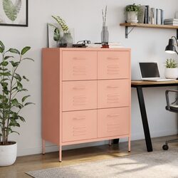 Practical Pink Steel 6 Drawer Storage Cabinet for Any Room