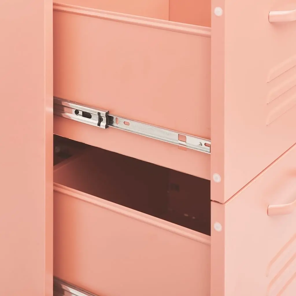 Storage Cabinet Pink 6 Drawer Steel Dresser Organizer 80W x 35D x 101.5H cm