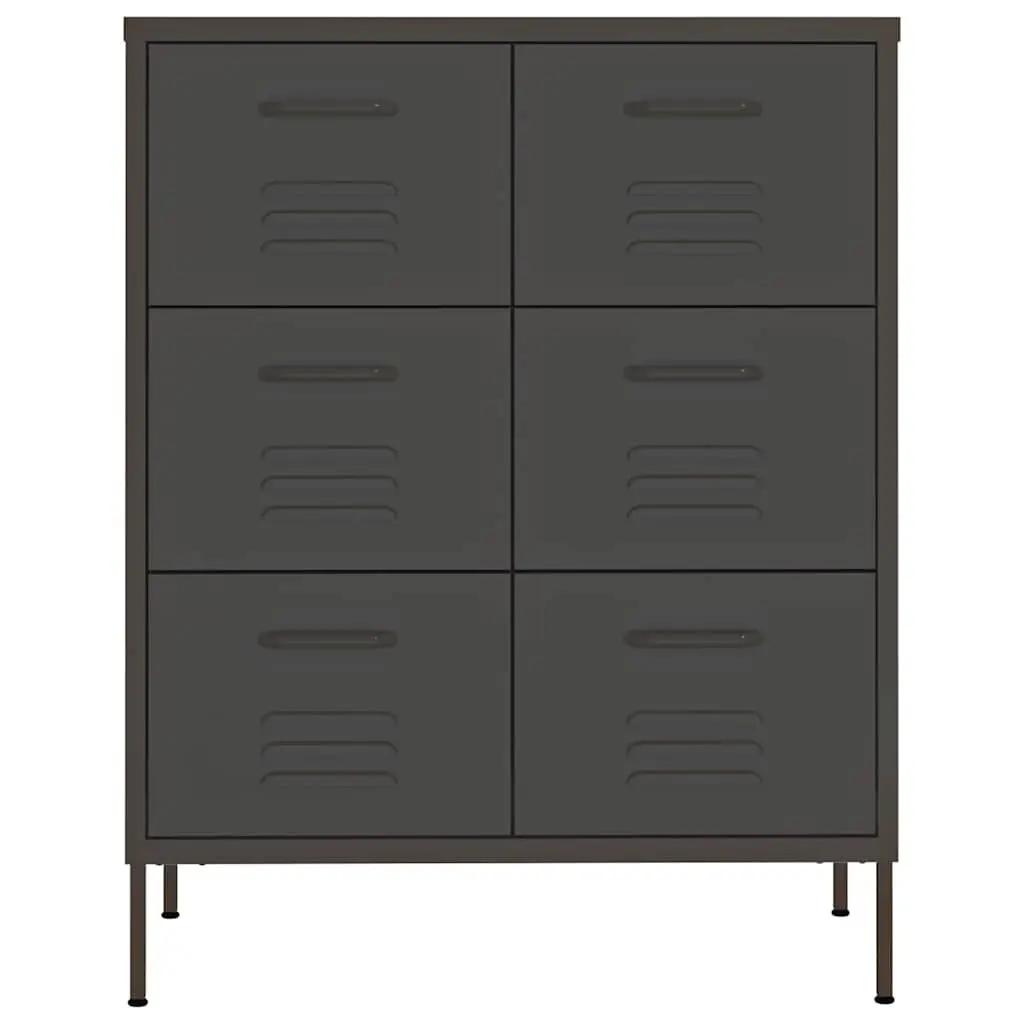 Drawer Storage Cabinet Anthracite 80x35x101.5cm Steel Organiser 6 Drawers