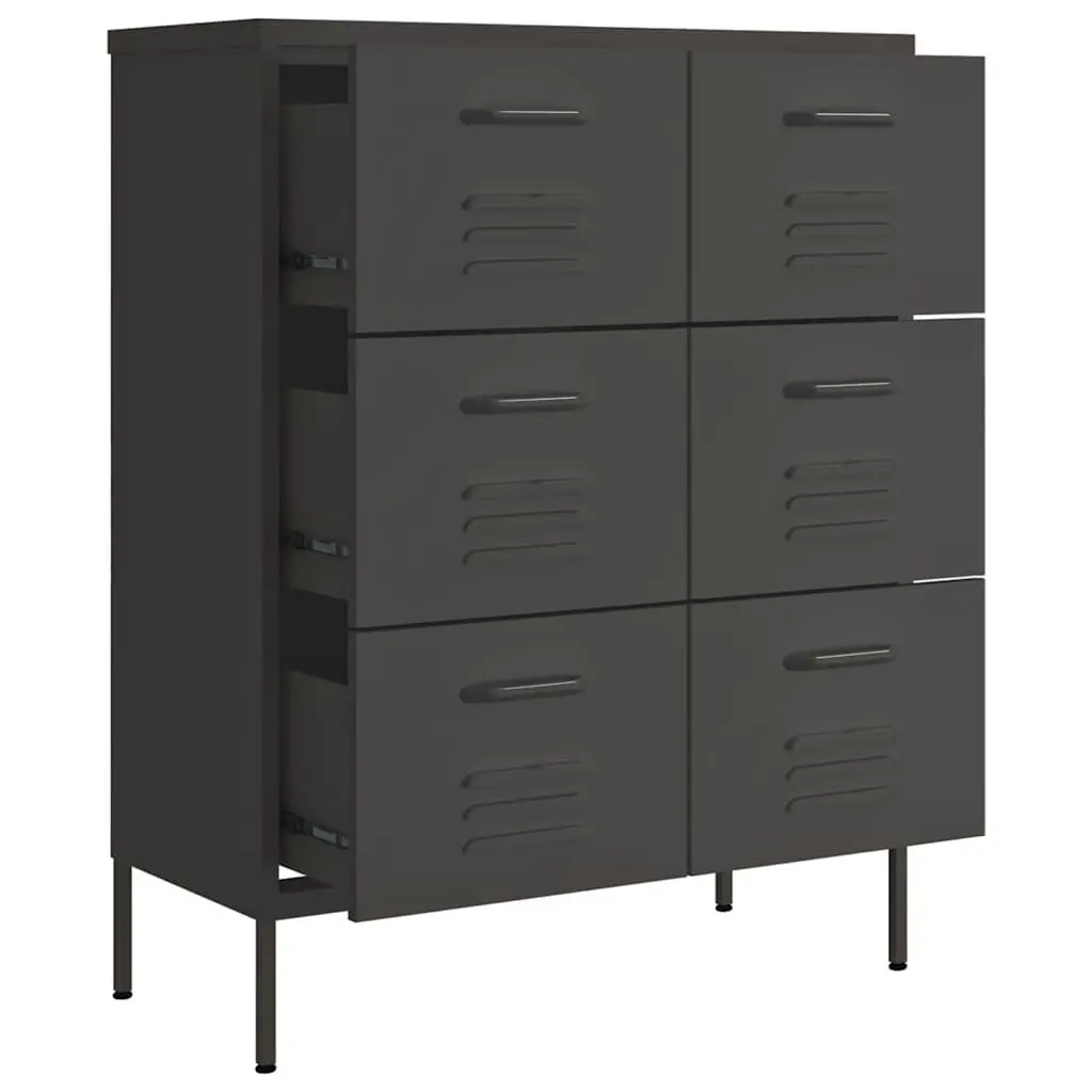 Drawer Storage Cabinet Anthracite 80x35x101.5cm Steel Organiser 6 Drawers