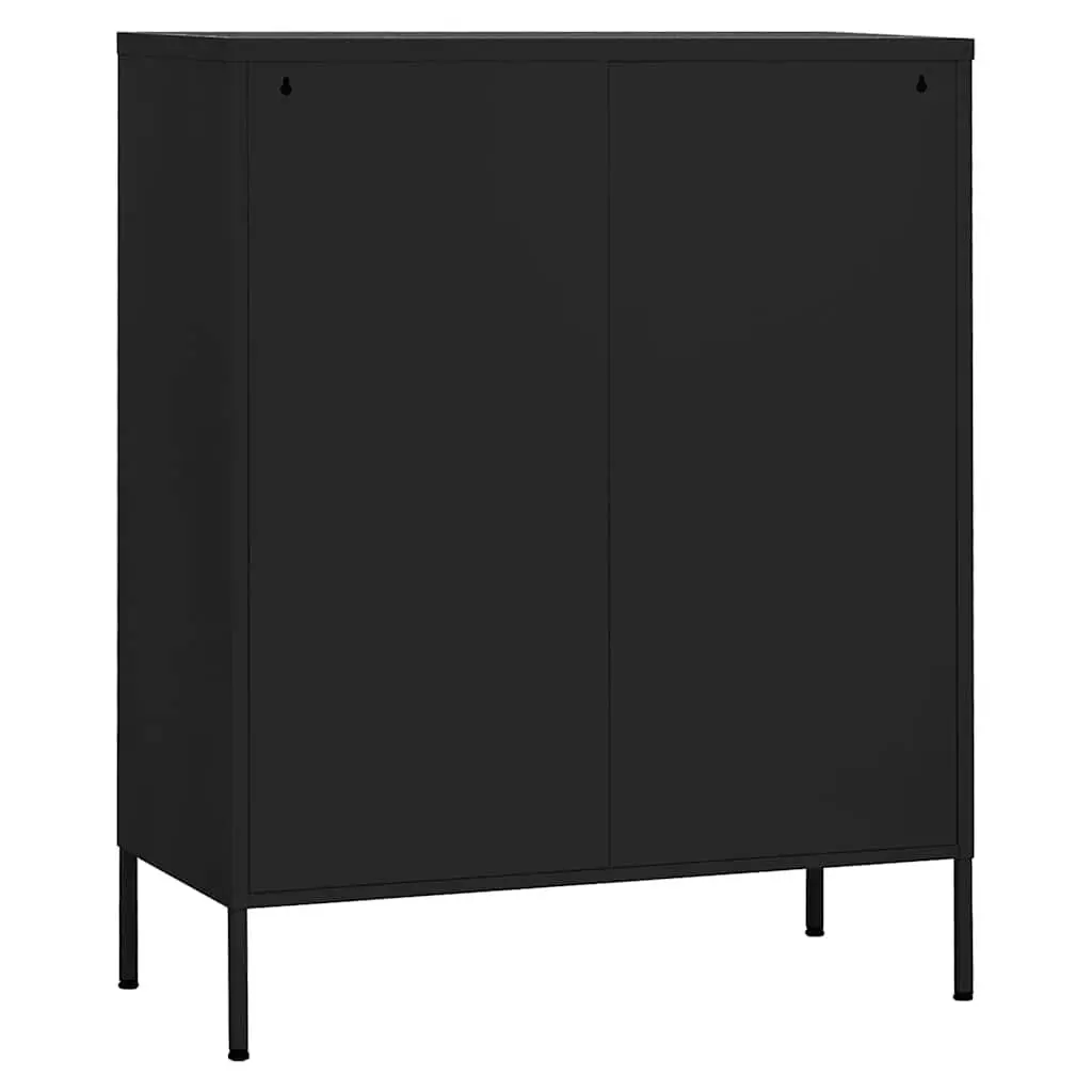 Storage Cabinet Black 80x35x101.5cm Steel Mesh Doors Adjustable Shelves