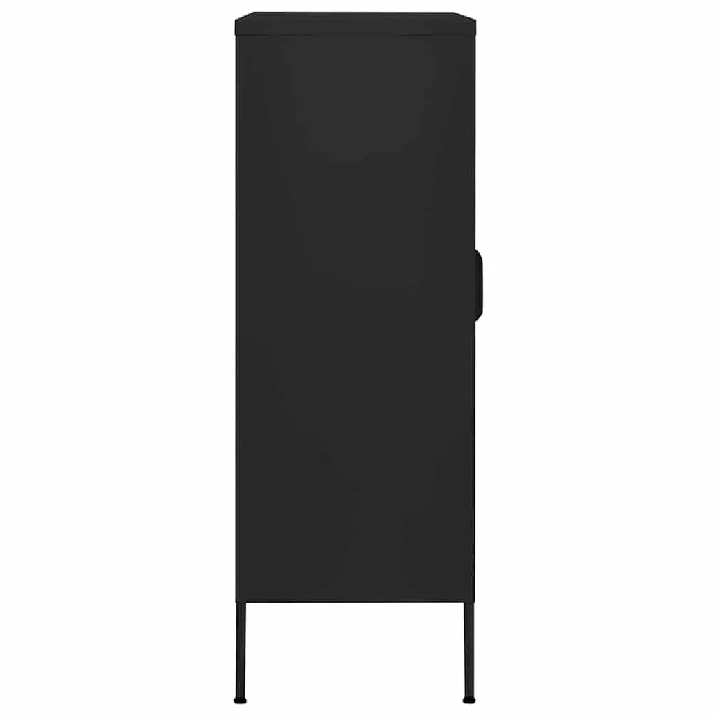 Storage Cabinet Black 80x35x101.5cm Steel Mesh Doors Adjustable Shelves