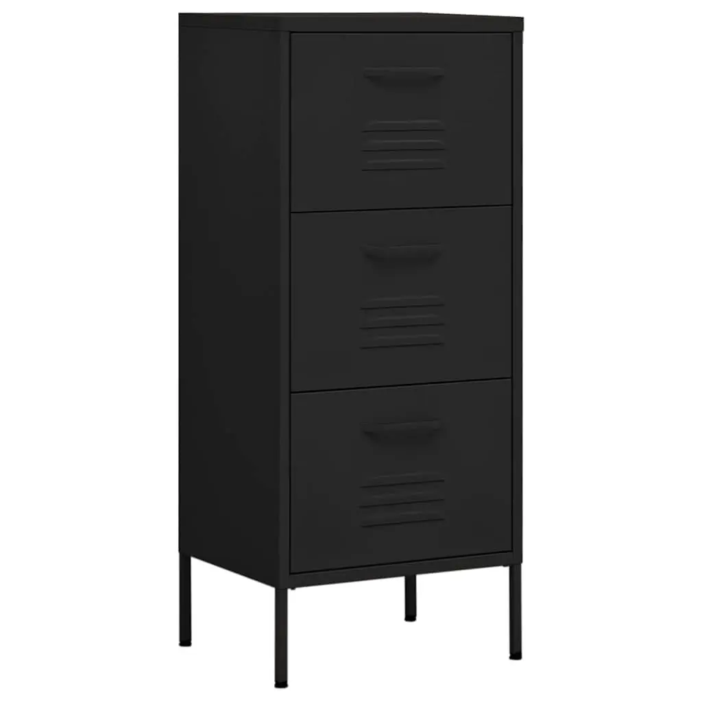 Storage Cabinet Black Drawers Steel Frame Organiser Unit Home Furniture Locker