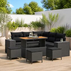 Comfort and Value: 9-Piece Black Garden Sofa Set