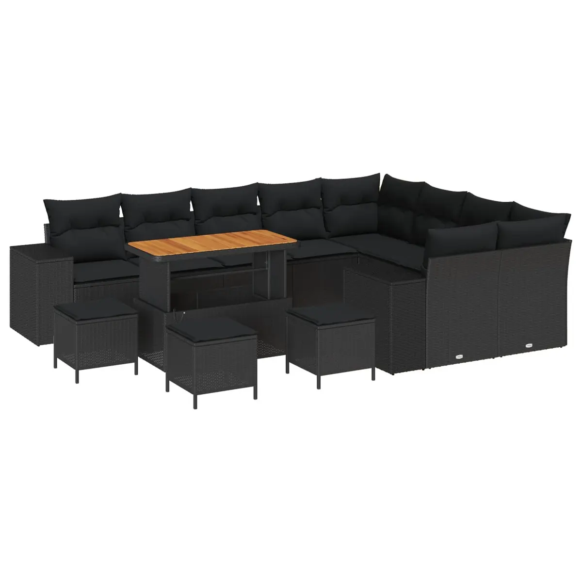 Garden Sofa Set Modular Outdoor Furniture 13 Piece Black Poly Rattan