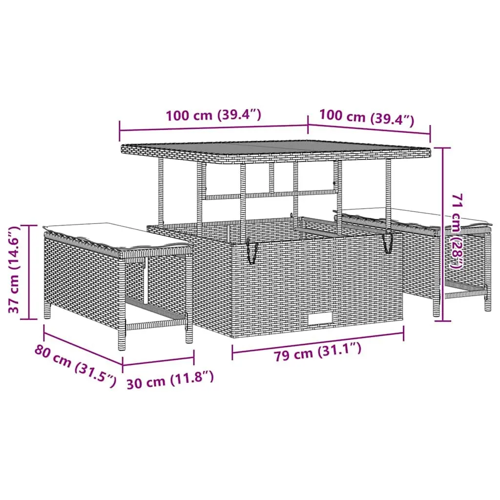Garden Sofa Set Outdoor Furniture 8 Pieces Black Poly Rattan Patio Lounge Suite