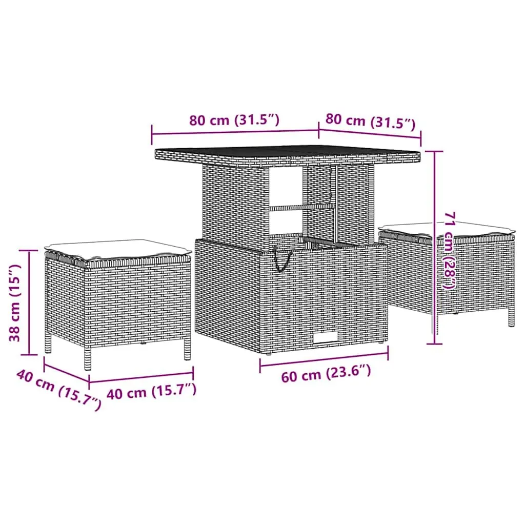Garden Sofa Set 8 Pieces Black Poly Rattan Outdoor Furniture with Cushion Patio