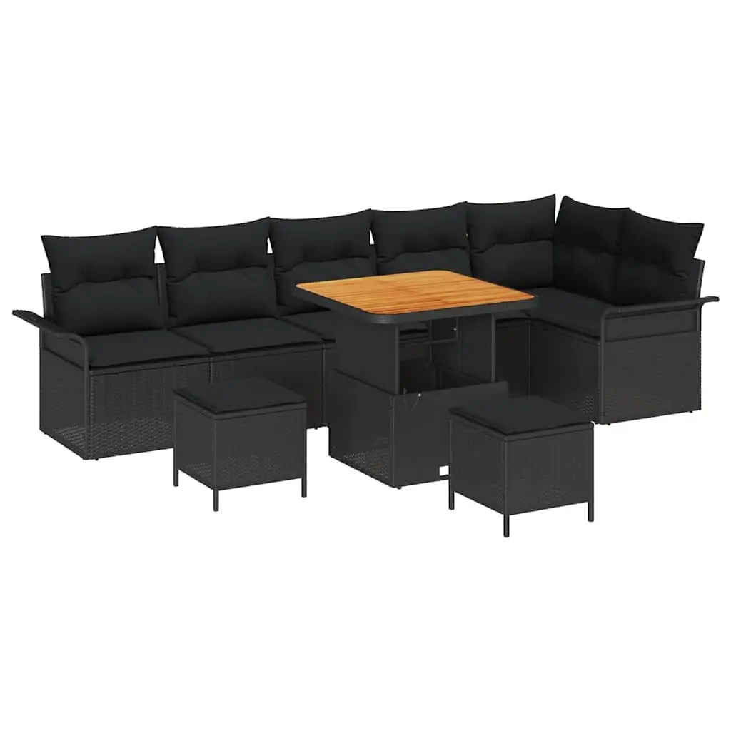 Outdoor Garden Sofa Set Modular Lounge Furniture 9 Piece Black