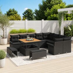 Quality Outdoor Sofa Set: 12 Pieces in Black
