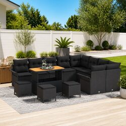 Outdoor Garden Sofa Set 13 Pieces Modular Patio Furniture with Cushions Black