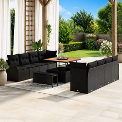Comfort and Value: 11pcs Black Garden Sofa Set