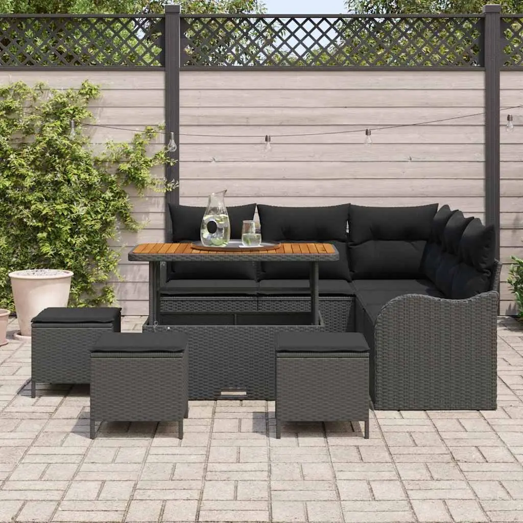 Outdoor Garden Sofa Set Modular Poly Rattan Patio Furniture 9 Piece Black