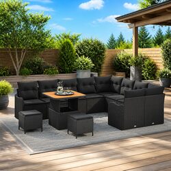 Comfortable 12-Piece Black Outdoor Sofa Set for Your Home