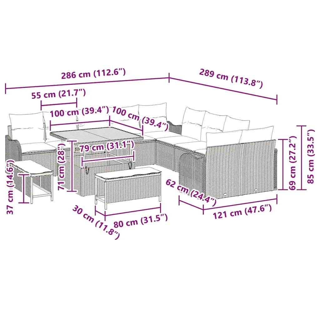 13-Piece Garden Sofa Set for Lasting Use