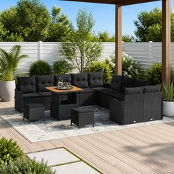 Versatile 13-Piece Black Garden Sofa Set for Your Home