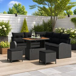 8-Piece Black Sofa Set: Practical Outdoor Comfort