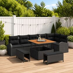 Durable 9-Piece Garden Sofa Set with Cushions