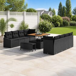 Comfortable and Durable 11-Piece Black Garden Sofa Set
