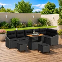 Affordable 9-Piece Garden Sofa Set with Cushions