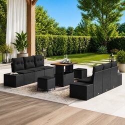 Comfort and Style: 9-Piece Black Garden Sofa Set