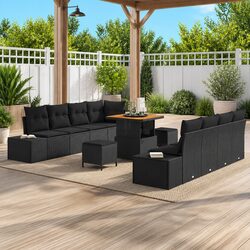 Comfortable 11-Piece Black Sofa Set for Your Garden