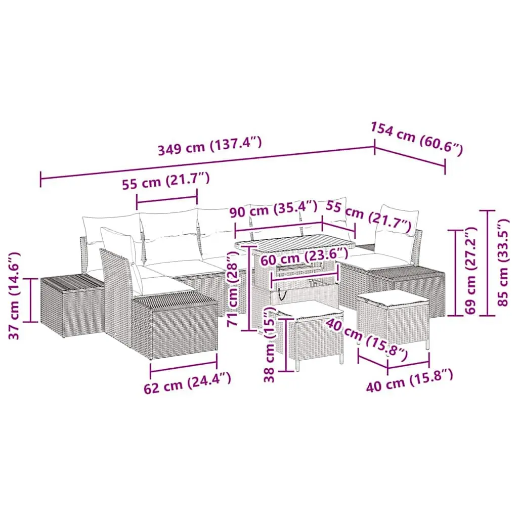 10-Piece Outdoor Sofa Set