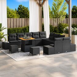 Comfortable and Durable Black Garden Sofa Set 13pcs