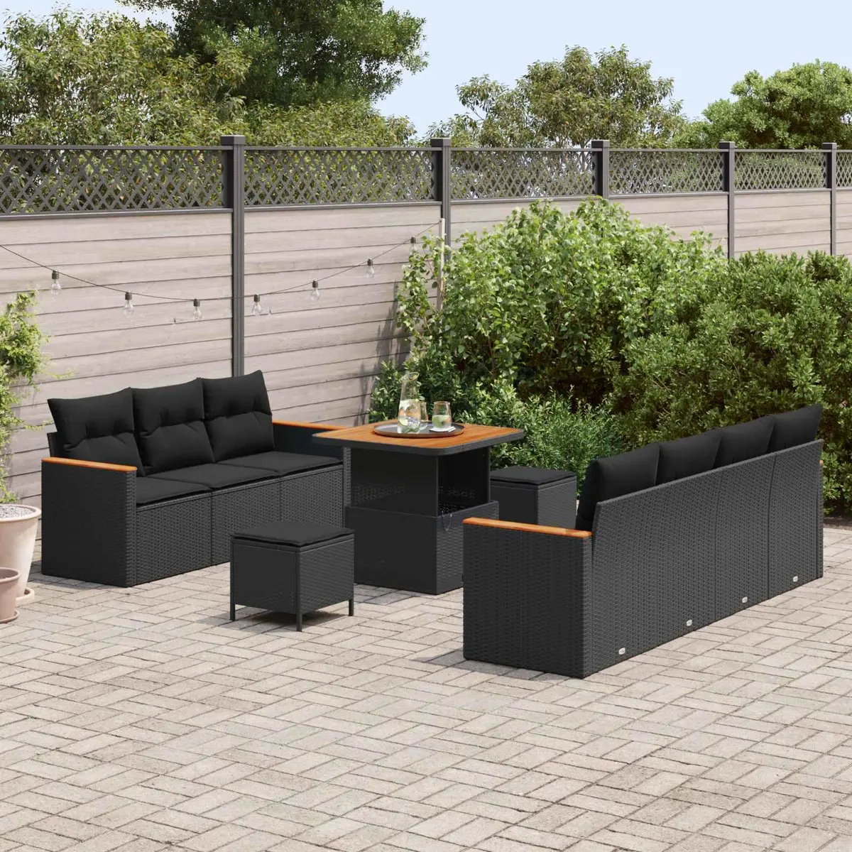 Garden Sofa Set 10 Piece Outdoor Lounge Black Rattan Modular Patio Furniture