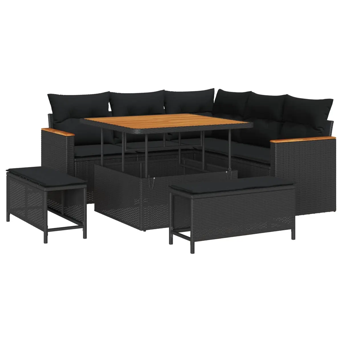 Garden Sofa Set 8 Pieces Modular Outdoor Furniture Black Rattan Patio Lounge