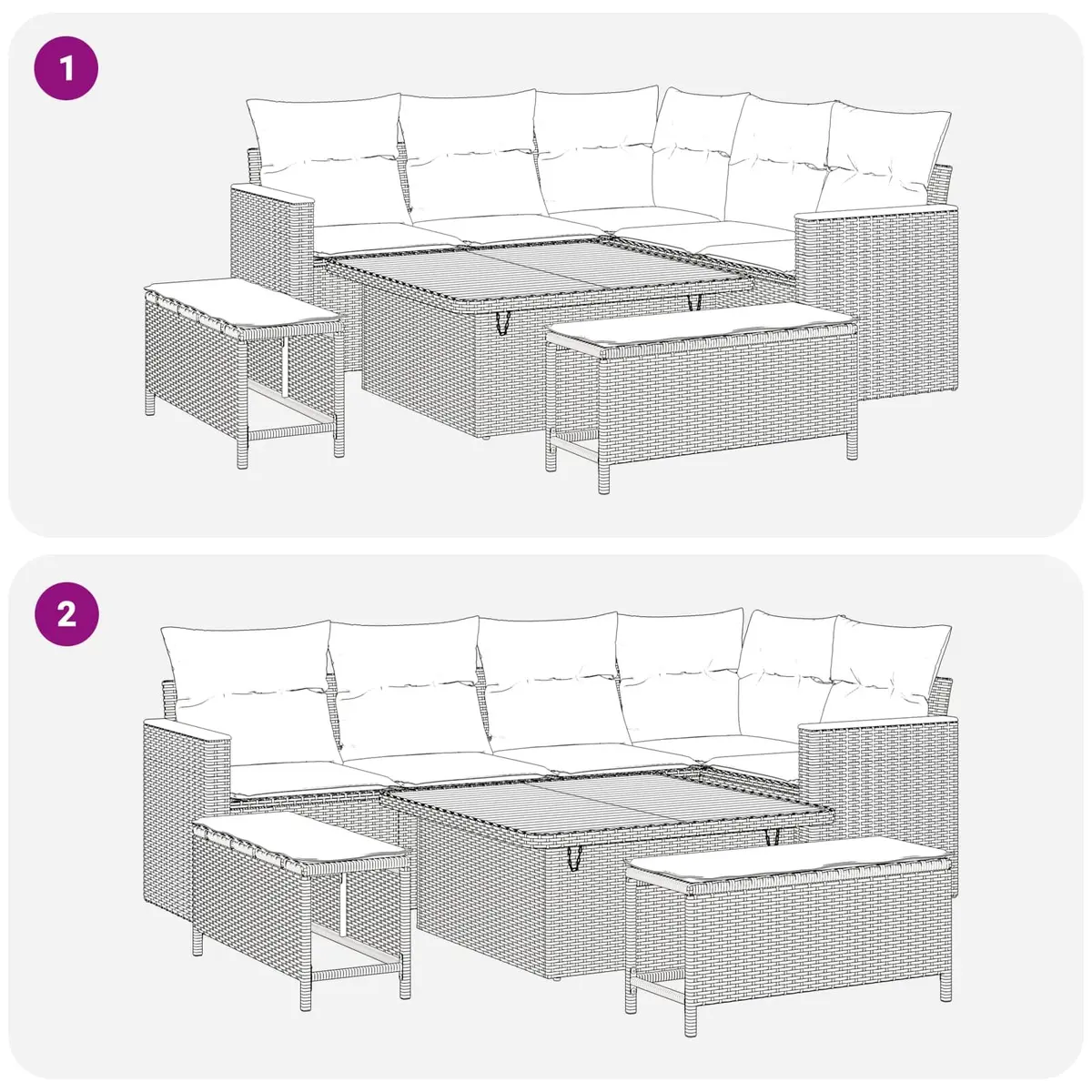Garden Sofa Set 8 Pieces Modular Outdoor Furniture Black Rattan Patio Lounge